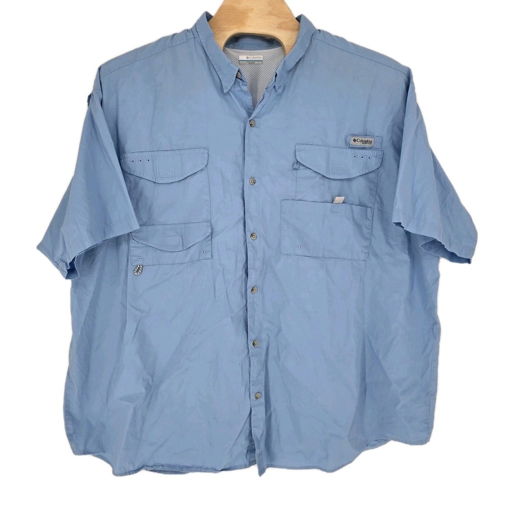Columbia PFG‎ Mens 5XT Vented Fishing Shirt Blue Lightweight Outdoors Wicking